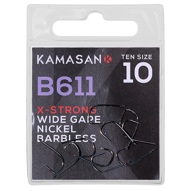 Hameçons Kamasan B611 XStrong Wide Gape Nickel - Sans Ardillon, Taille 24, Lot De 5 Paquets