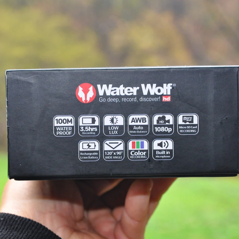 Water Wolf 2.0 Onderwater Actie Camera voor Vissen - 1080p HD Onderwater Camera 120 Graden Groothoek 100m Waterdichte Camera met Accessoire Kit