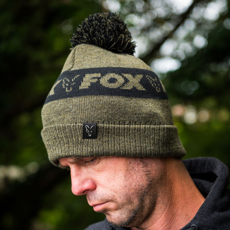Fox Collection Green Black Bobble Hat